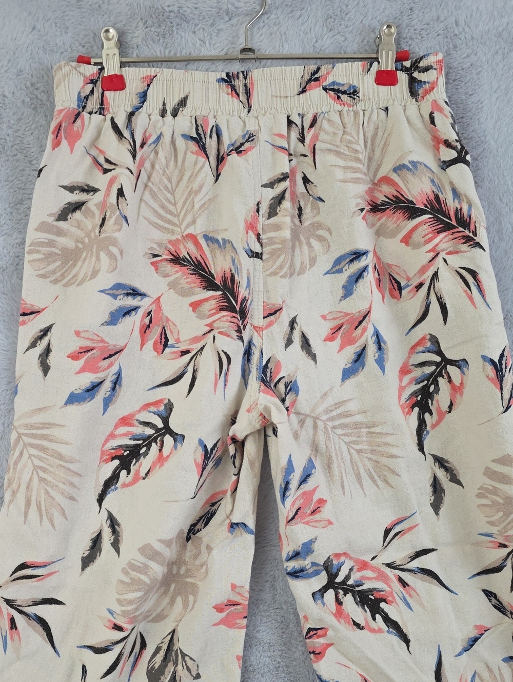 Briggs Linen Blend Tropical Print Wide Leg Pants Women's Medium Pull On Beach - Picture 4 of 9